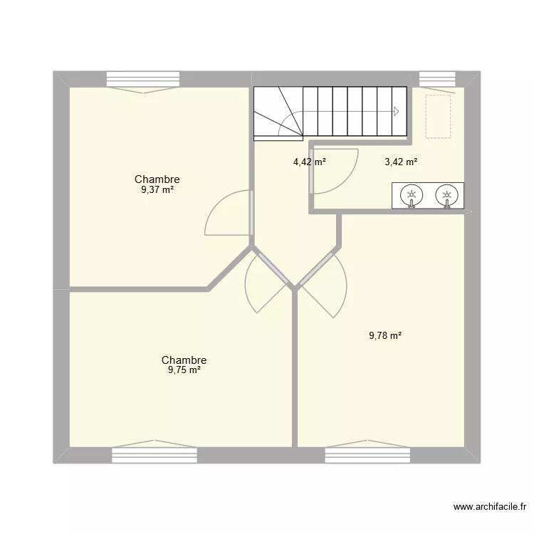 Gambetta. Plan de 5  et 37 m²