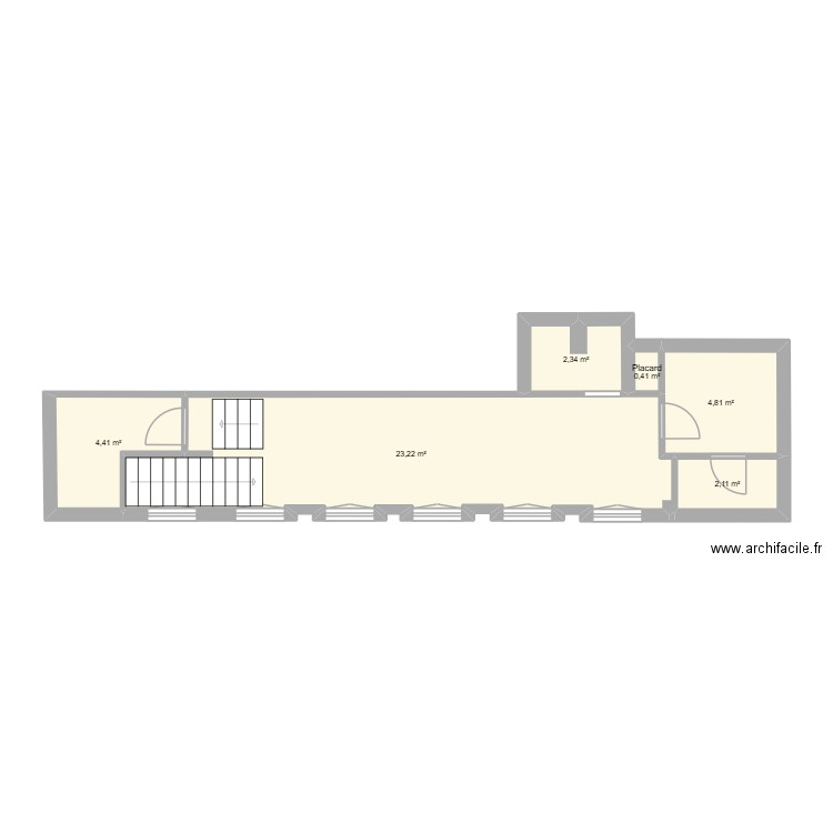 Plan Mon cheveux. Plan de 6 pièces et 37 m2