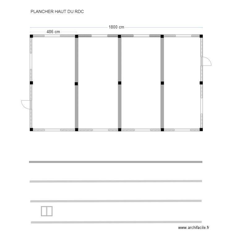 Batiment R+2. Plan de 4 pièces et 330 m2