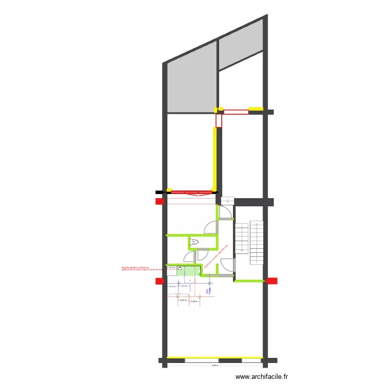 BAUCQ 77 2e &eacute;tage - Luminaires Zone plafond cuisine + a&eacute;ration. Plan de 8  et 62 m²