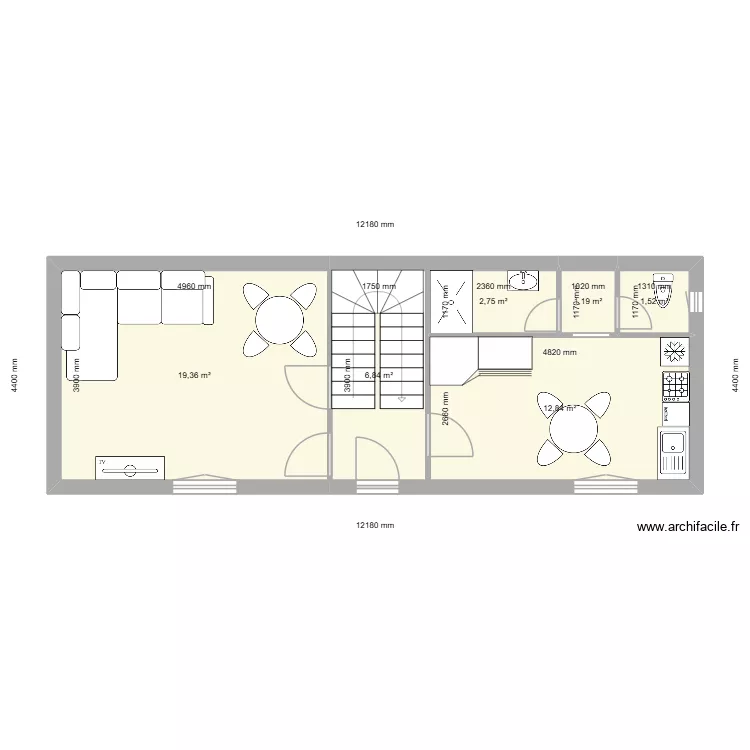 Montceau Ga&euml;l. Plan de 6  et 44 m²