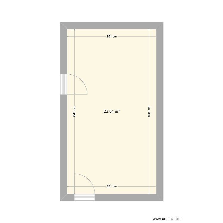 plan peil. Plan de 1 pièce et 23 m2