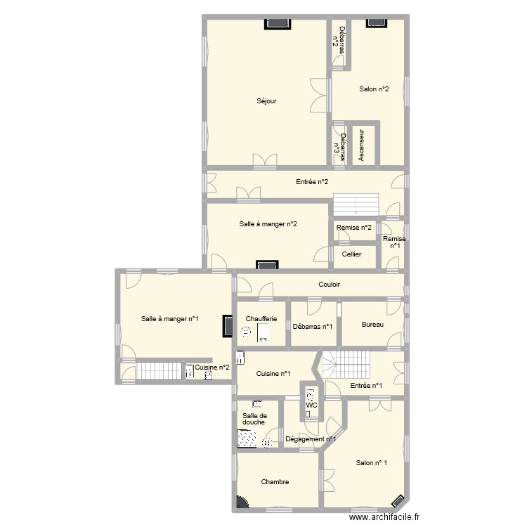 BAREILLE RDC. Plan de 23 pièces et 323 m2