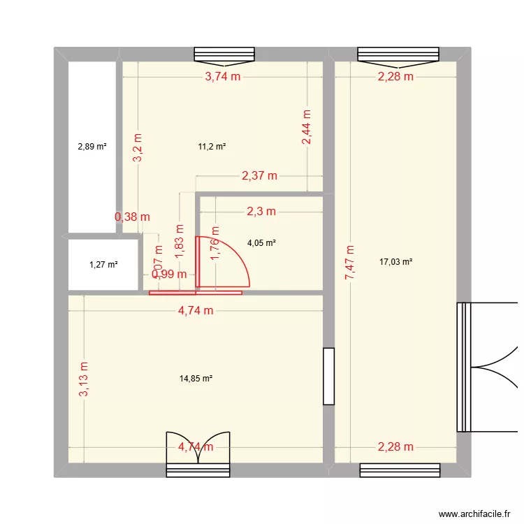 Appart 3 St Jean. Plan de 6  et 51 m²