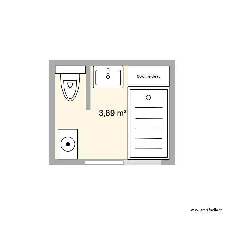 SDB. Plan de 1 et 4 m² SDB. Plan de 1 et 4 m²
