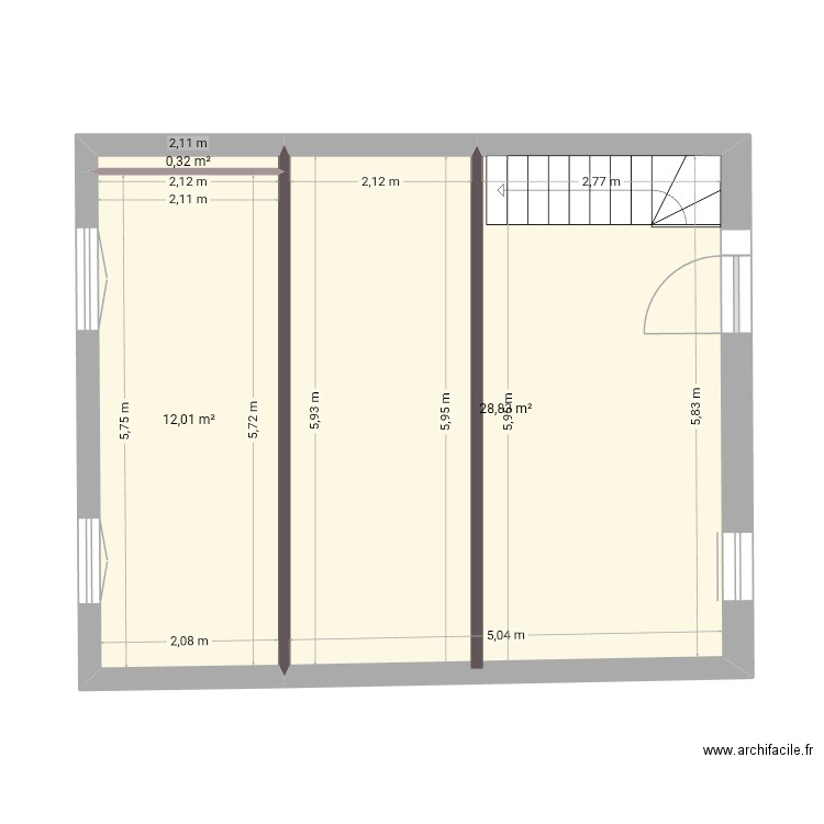 RdC plancher. Plan de 10 pièces et 103 m2