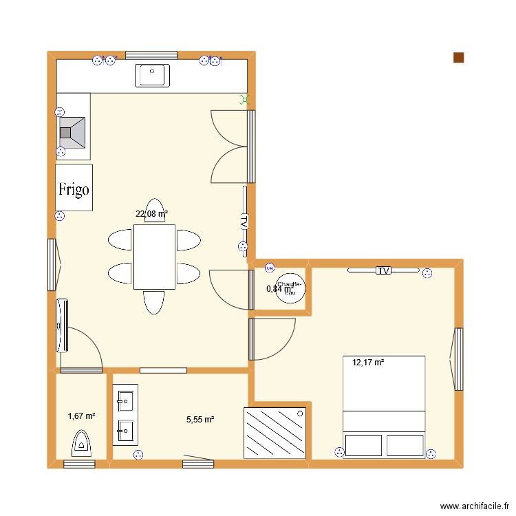 projet 2. Plan de 5 pièces et 42 m2