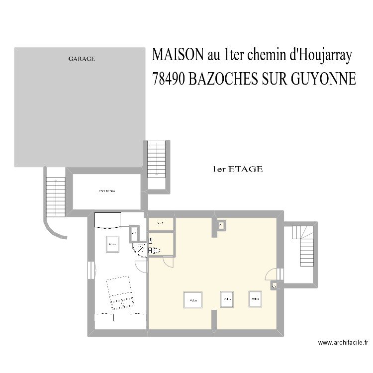 BAZ_1erETAGE. Plan de 6 pièces et 107 m2