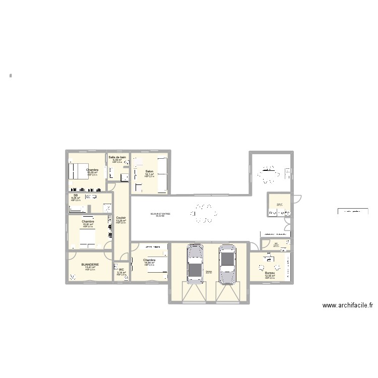 PLAN DEFINITIF. Plan de 14 pièces et 189 m2