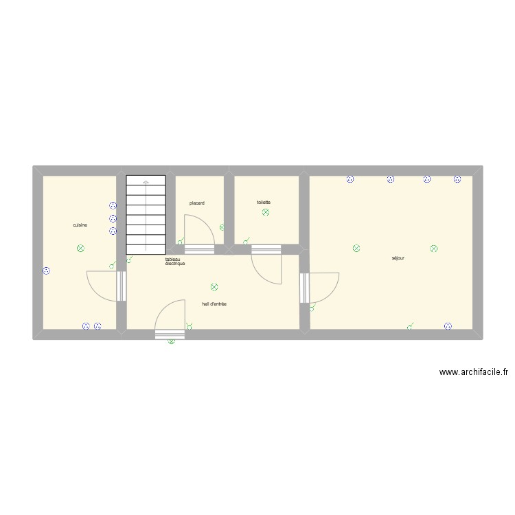 chantier 94 RDC. Plan de 5 pièces et 43 m2