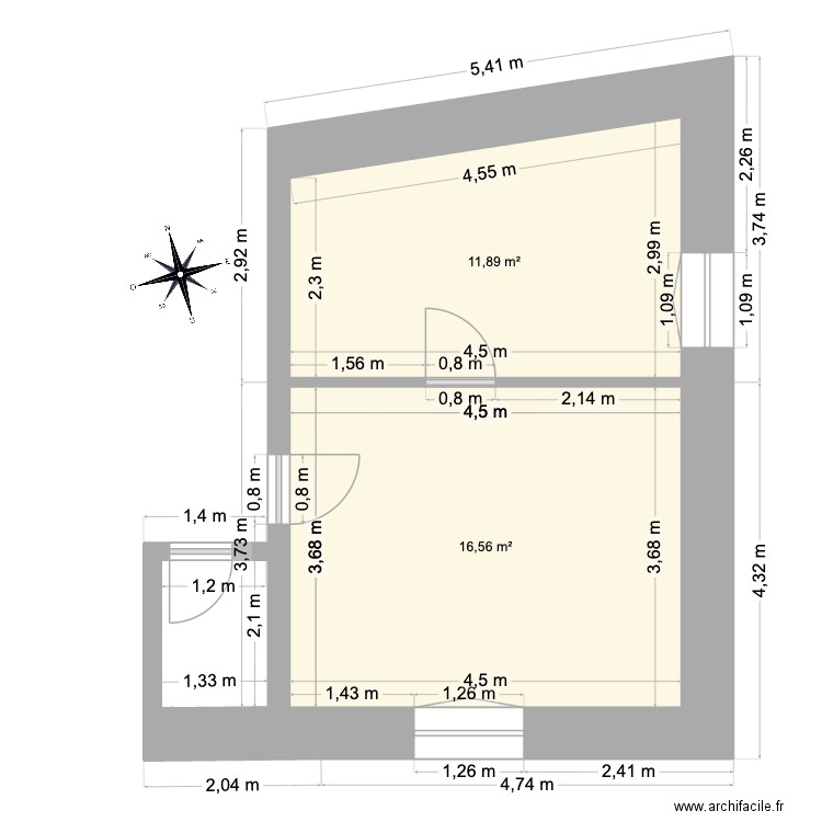 GM 1ER DROITE. Plan de 2 pièces et 28 m2