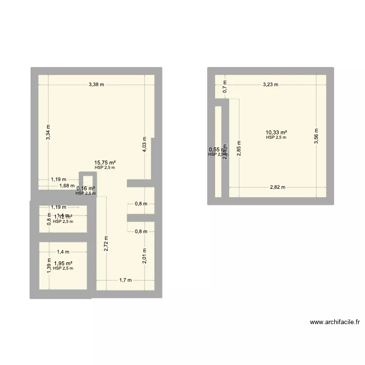 Appartement Cohennoz_V1. Plan de 6  et 30 m²