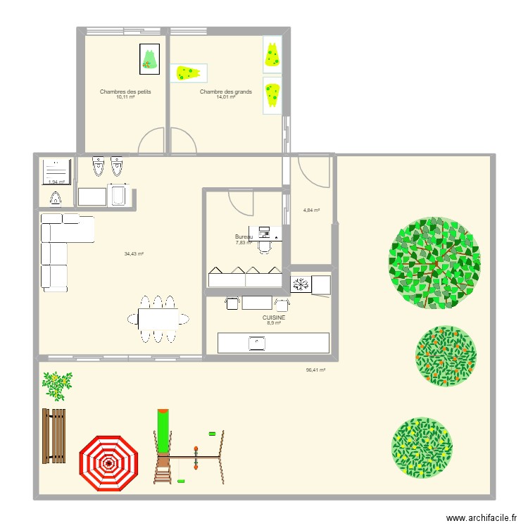 creche. Plan de 8 pièces et 178 m2