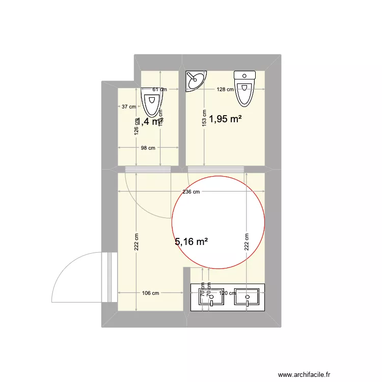 toilette option 1. Plan de 