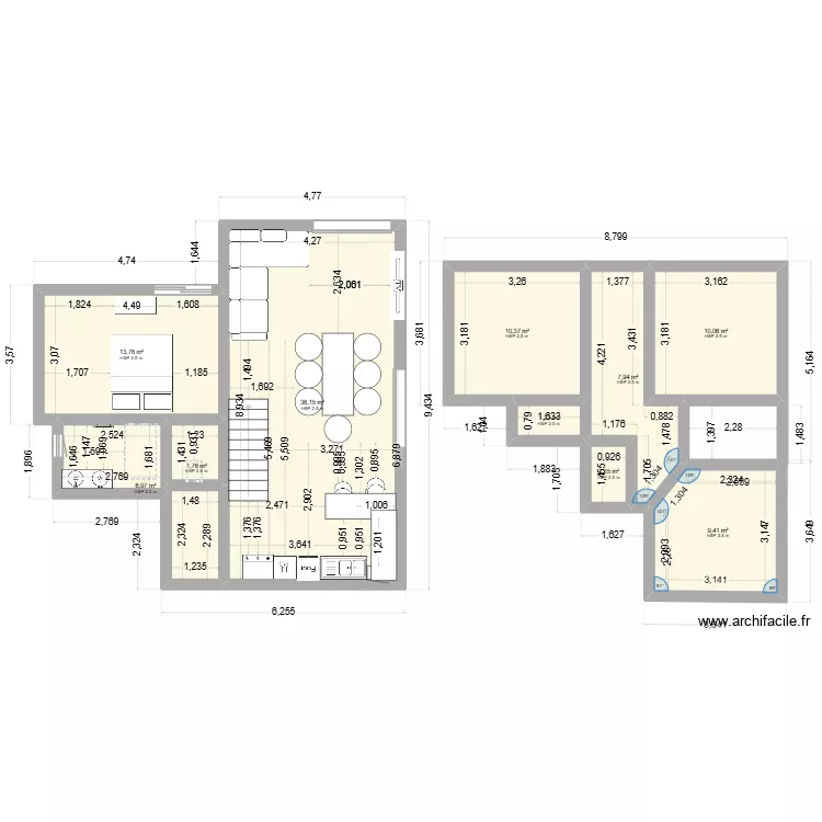 maison 1. Plan de 10  et 101 m²