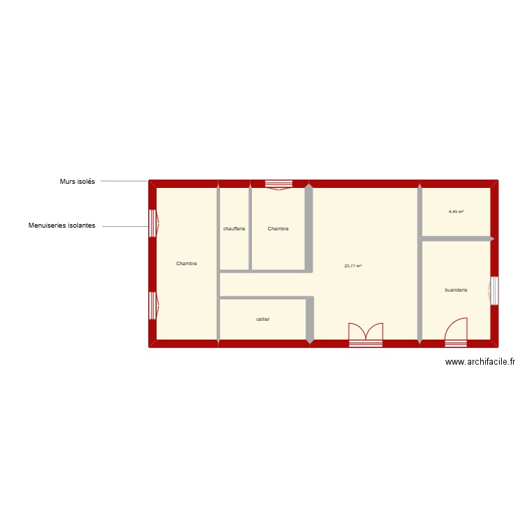 quinnesiere biras étape 1 rdc. Plan de 7 pièces et 63 m2