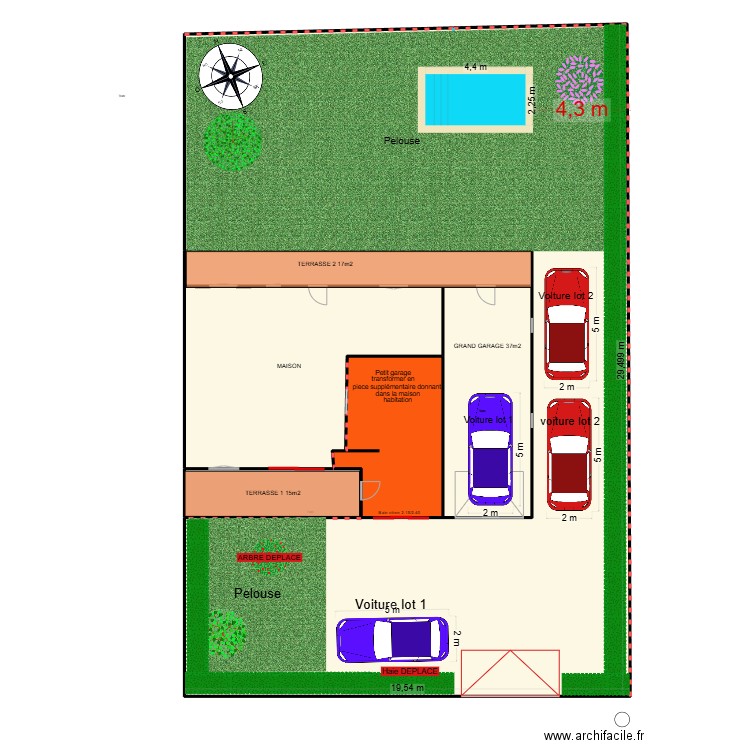 PLAN RDC MODIFIE  habitation. Plan de 6 pièces et 566 m2