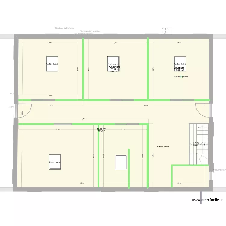 Baylet &eacute;tage &eacute;lec vierge. Plan de 