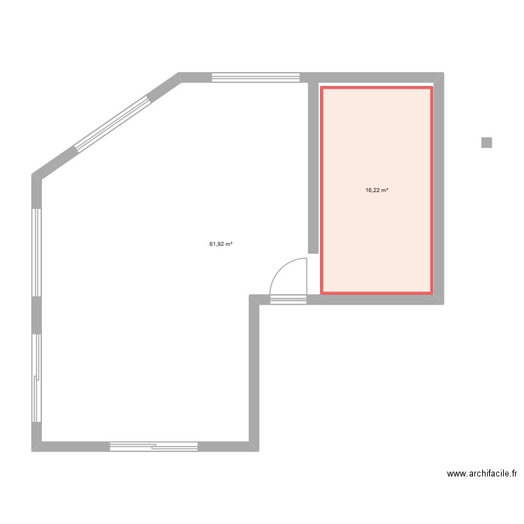 atelier. Plan de 2 pièces et 95 m2