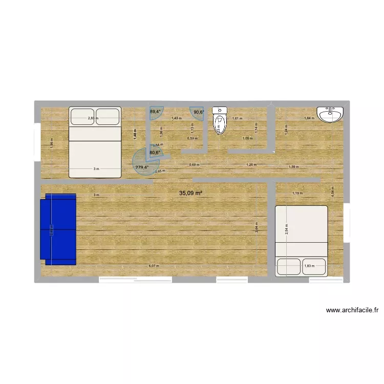 Medoc 28. Plan de 1 Pièce et 35 m² Medoc 28. Plan de 1 Pièce et 35 m²