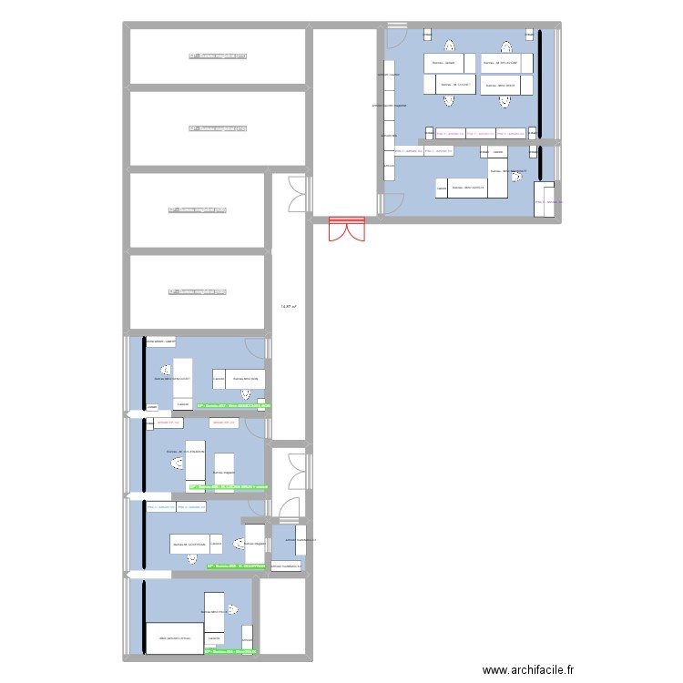 GEP. Plan de 14 pièces et 229 m2