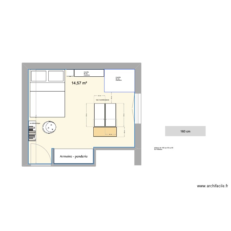 chambre Marin. Plan de 1 pièce et 15 m2