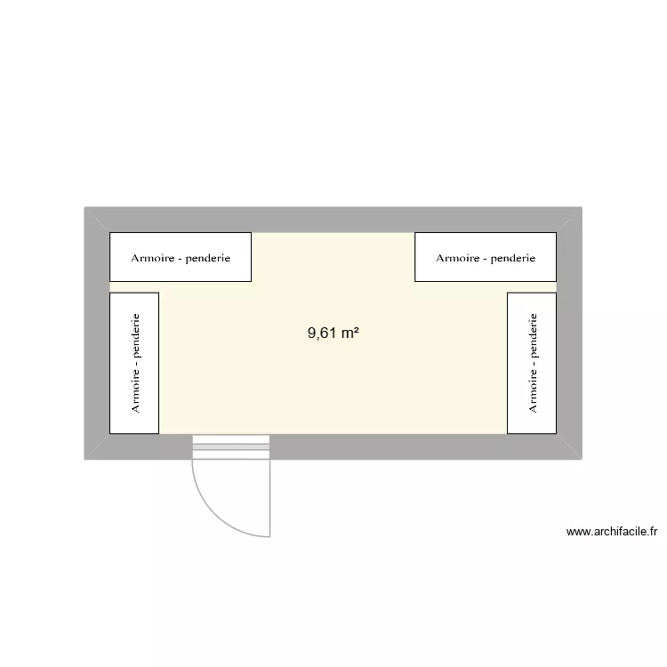 vestiaire. Plan de 1  et 10 m²