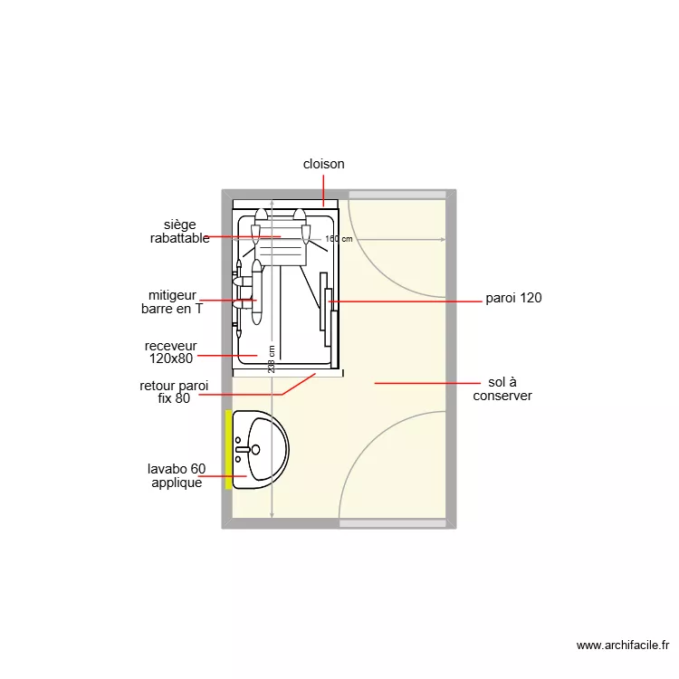 thea. Plan de 1  et 4 m²
