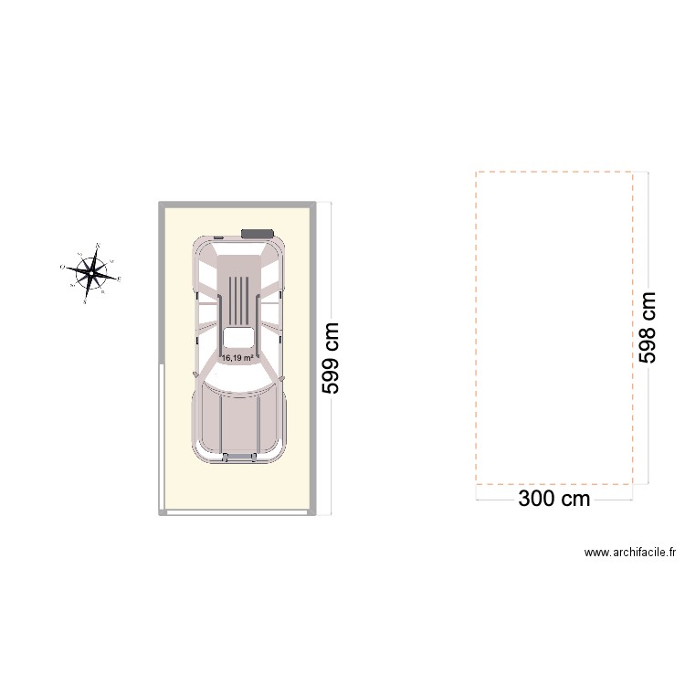 carport maison. Plan de 1 pièce et 16 m2