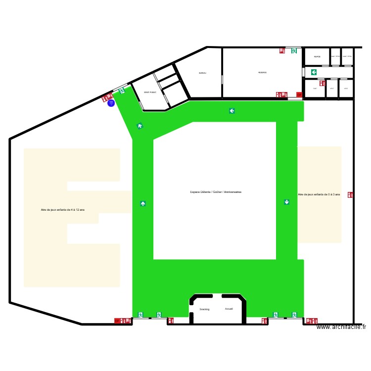 Royaume Kids. Plan de 19 pièces et 1653 m2