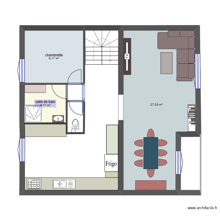 modif rez de chausse. Plan de 3 pièces et 40 m2