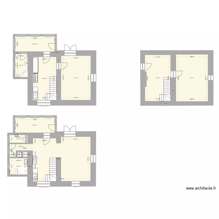 Couture 1. Plan de 15  et 143 m²