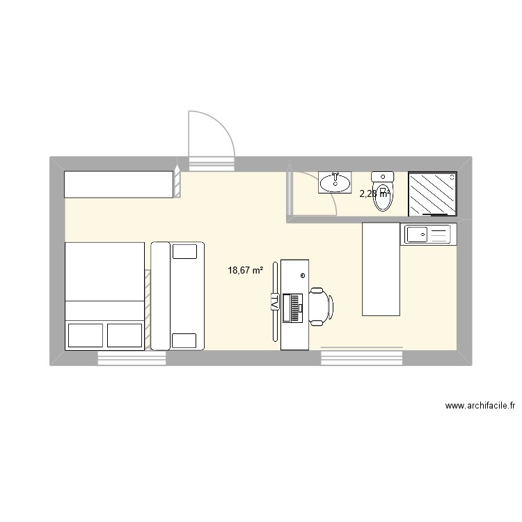 Cannes Noel 2. Plan de 2 pièces et 21 m2