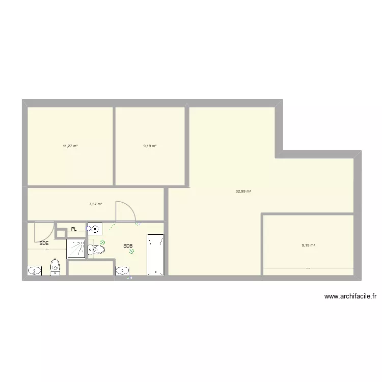 Aubervillier. Plan de 10  et 82 m²