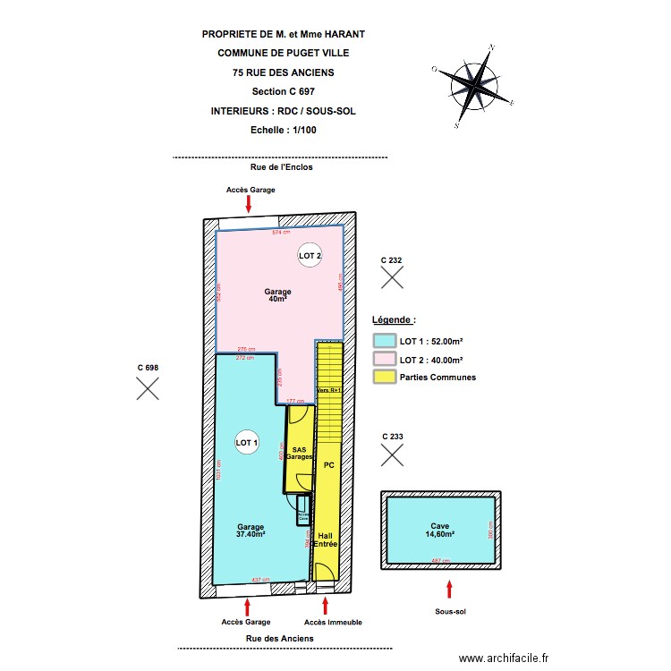 HARANT RDC. Plan de 9 pièces et 106 m2