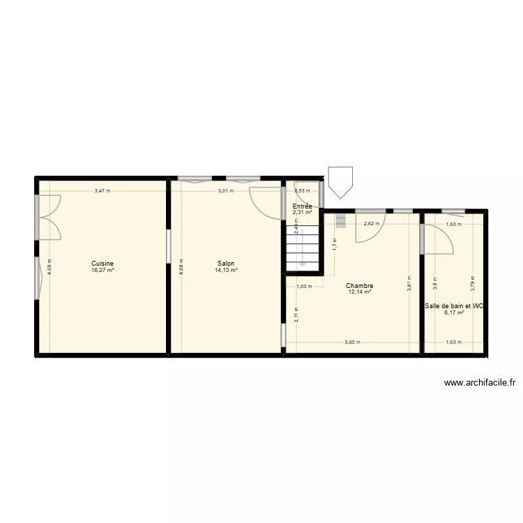 RDC. Plan de 5  et 51 m²