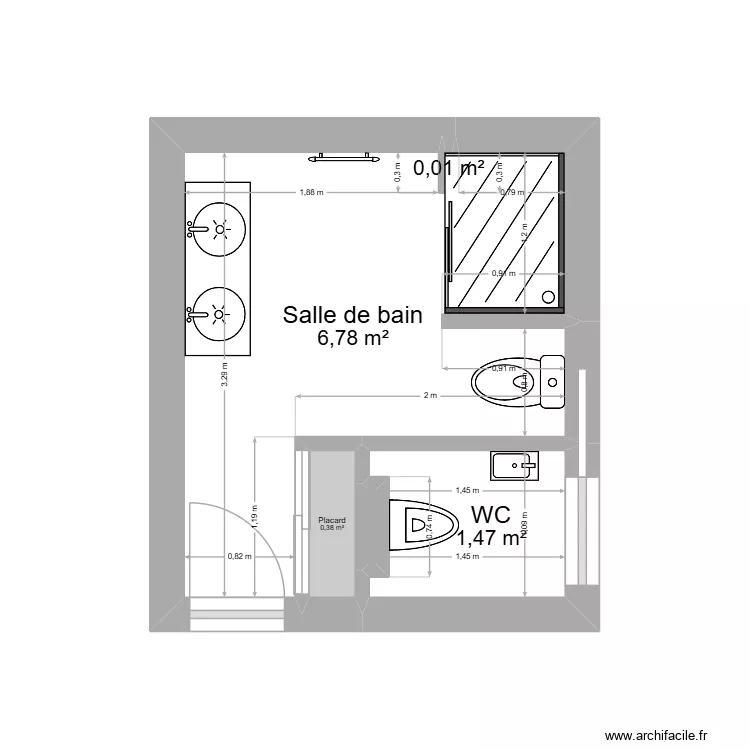 Ste Foy - SDB projet. Plan de 5 et 9 m² Ste Foy - SDB projet. Plan de 5 et 9 m²