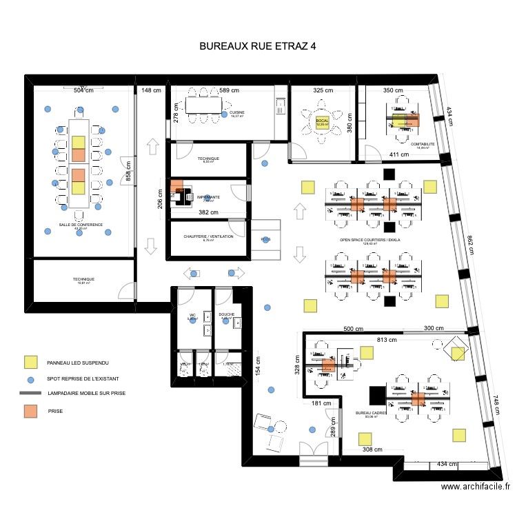 ETRAZ 4. Plan de 15 pièces et 311 m2