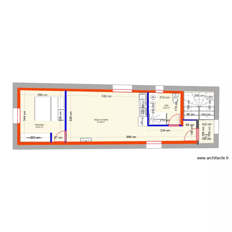 Lopez - Projet Appt &eacute;tage droite. Plan de 