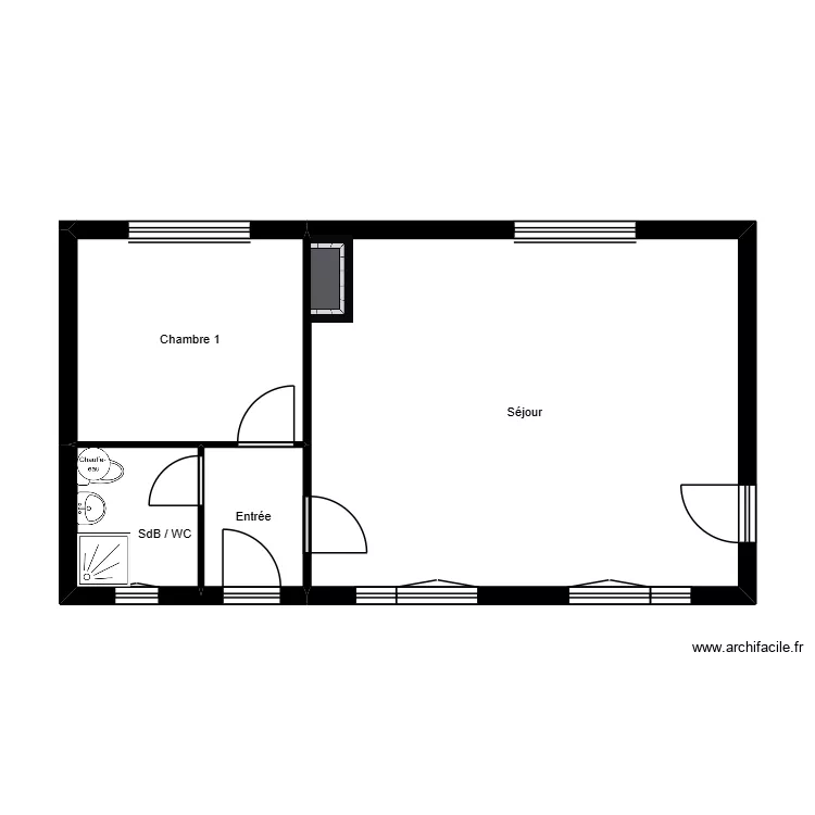 Existant Delorme &agrave; Nou&acirc;tre. Plan de 4 pièces et 49 m²