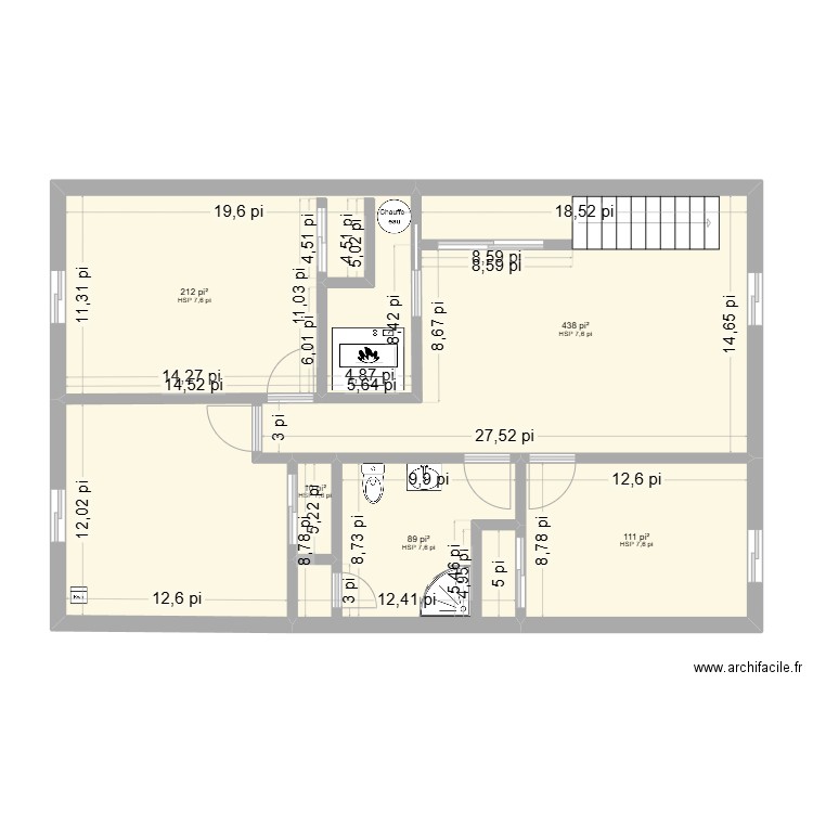 Nathalie Cloutier. Plan de 5 pièces et 80 m2