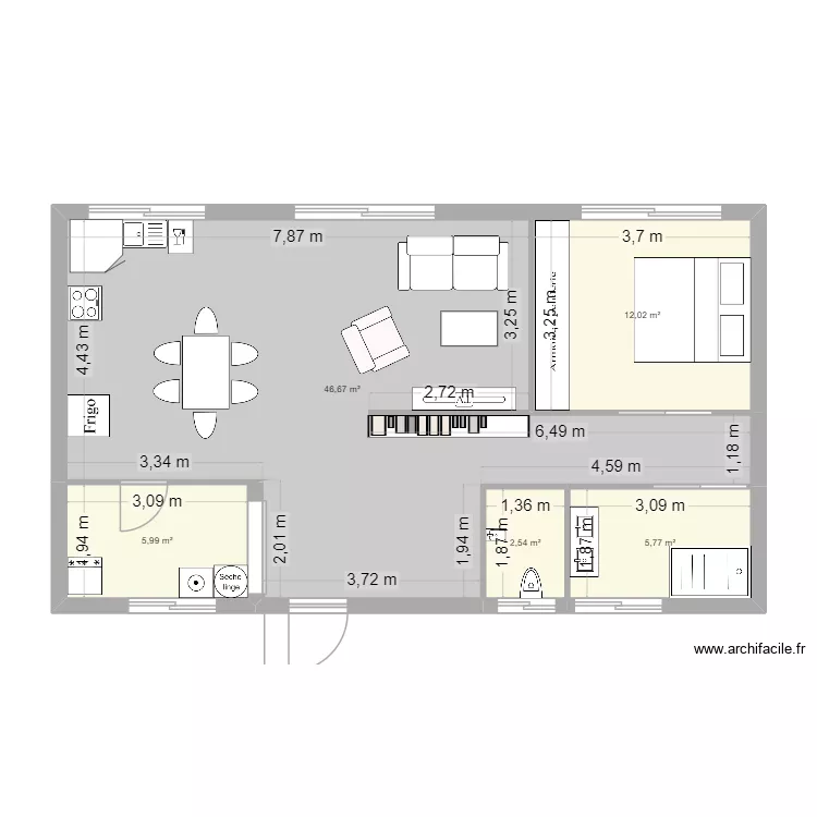 les g&acirc;teaux. Plan de 5  et 73 m²