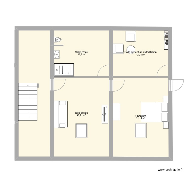 Aménagement. Plan de 4 pièces et 86 m2