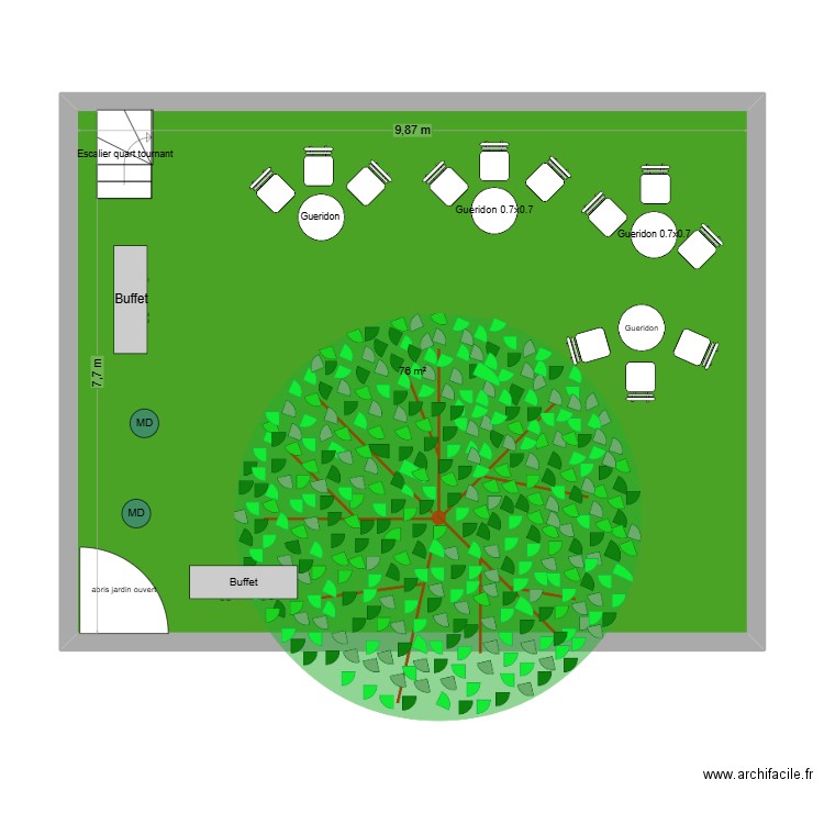 Mariage civil. Plan de 1 pièce et 76 m2