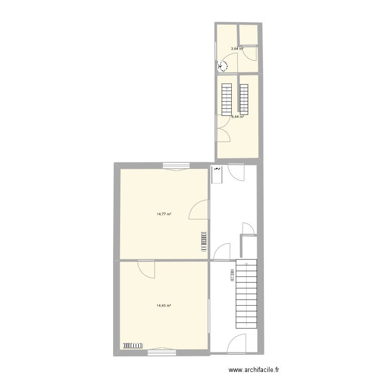 RDC. Plan de 4 pièces et 39 m2