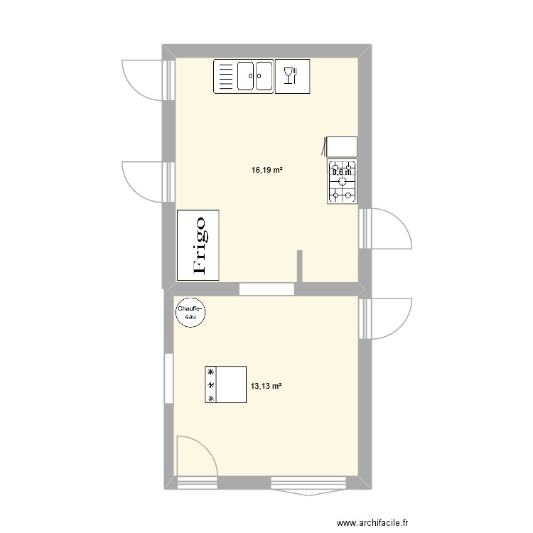 MARIONS. Plan de 2 pièces et 29 m2