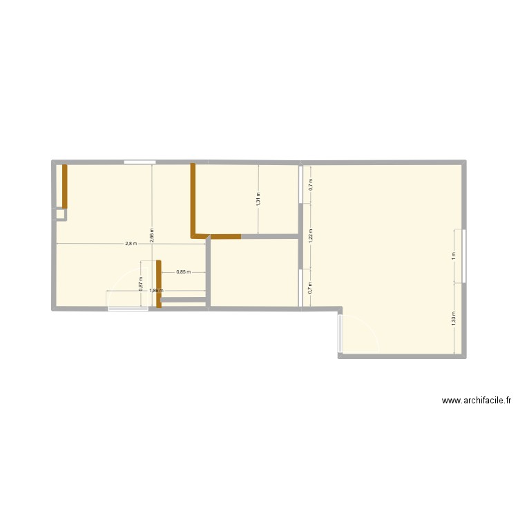 SDB Agencement 5. Plan de 2 pièces et 22 m2