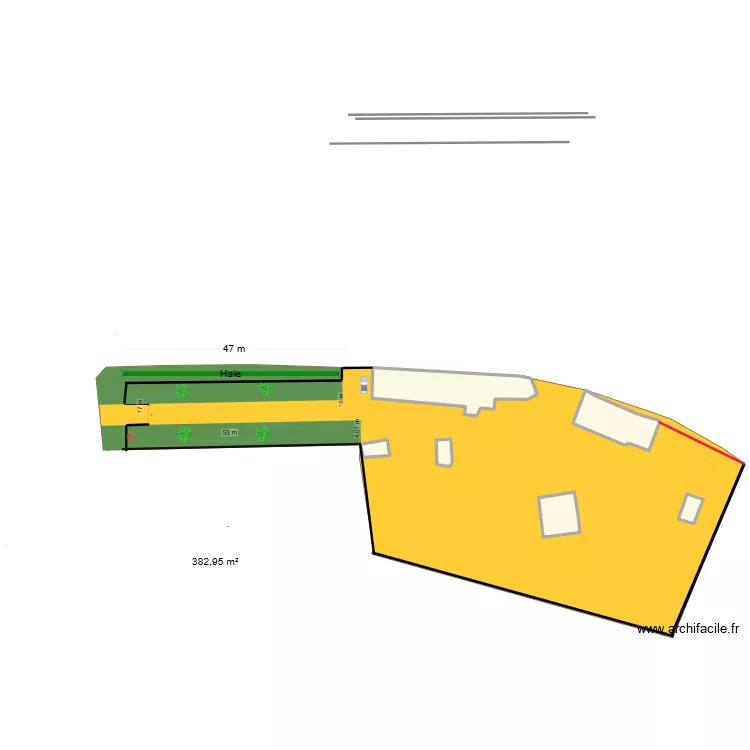 exterieur. Plan de 6  et 421 m²