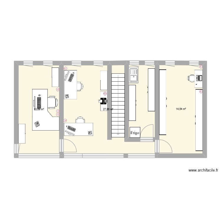 PLAN ARGOS ETAGE. Plan de 3 pièces et 56 m2