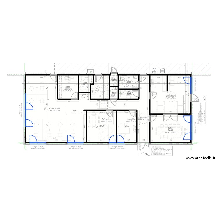 DMG. Plan de 12 pièces et 222 m2